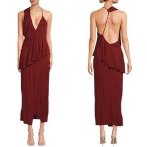 NWT REISS Xena Asymmetric Strappy Open Back Cocktail Dress in Dark Red Sz. 6